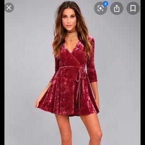 Lulu’s Red velvet wrap dress